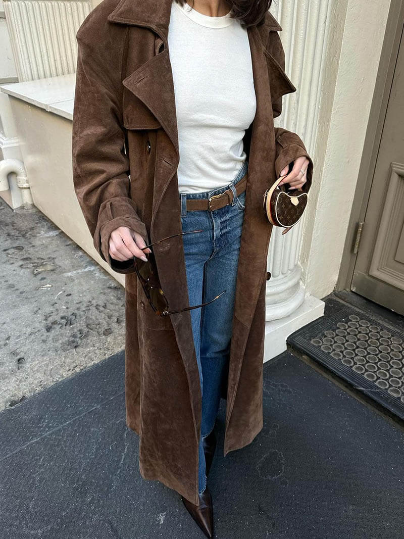 Hailey Suede Trench Coat