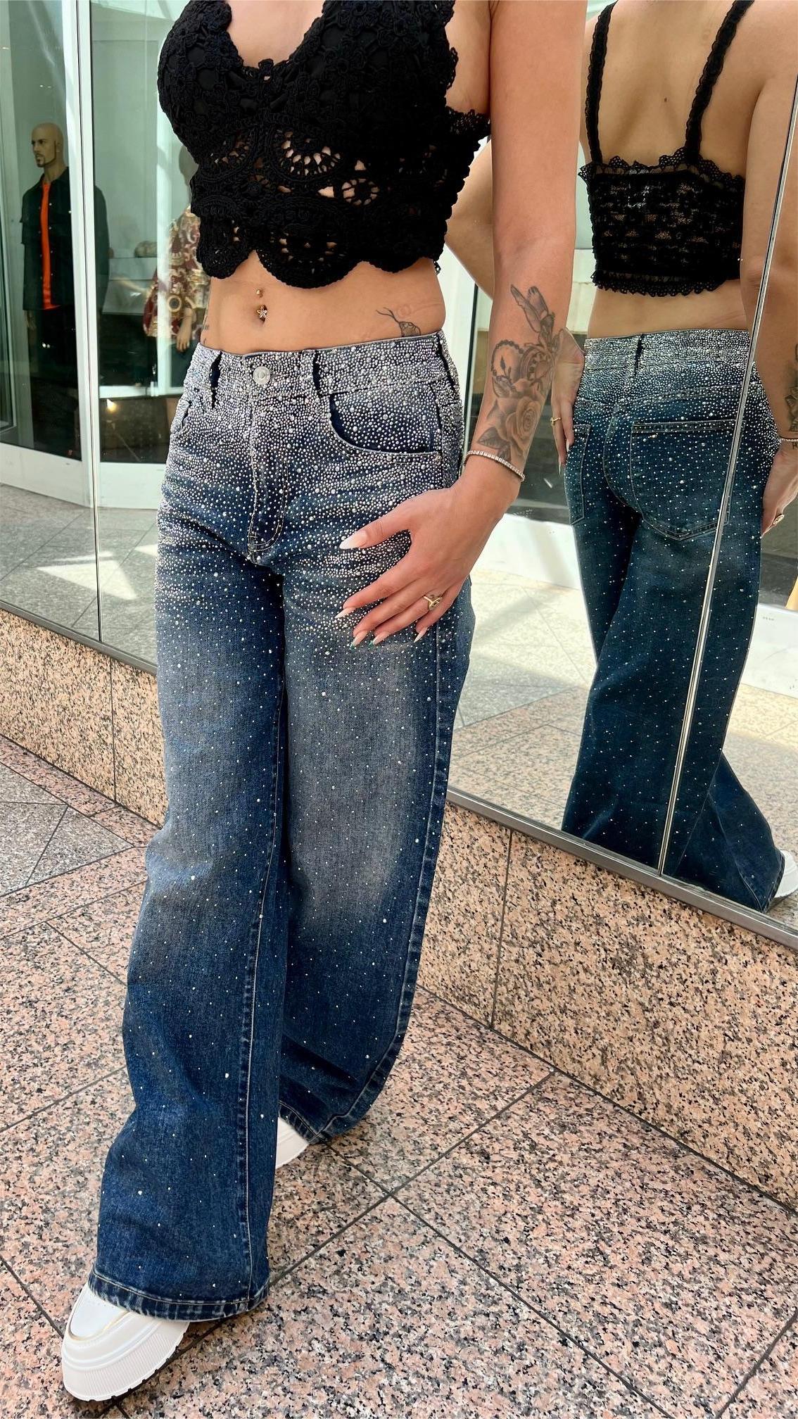 Faye Starry Wide Leg Jeans