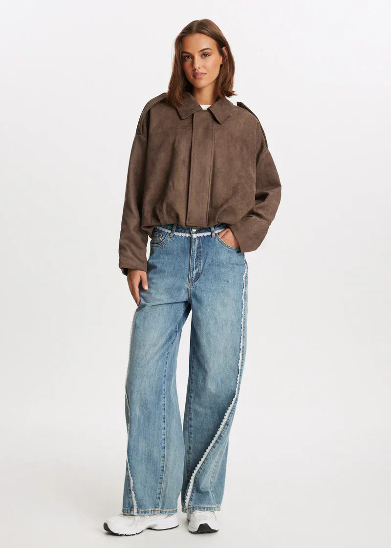 Elina Suede Bomber Jacket