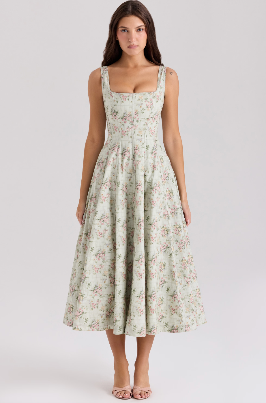 Andrea | Sage Floral Midi Dress