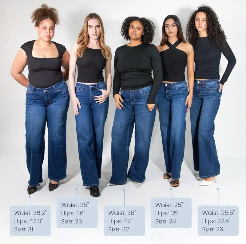 BBL Jeans- Mid-Low Rise Stretch Wide-Leg Jeans