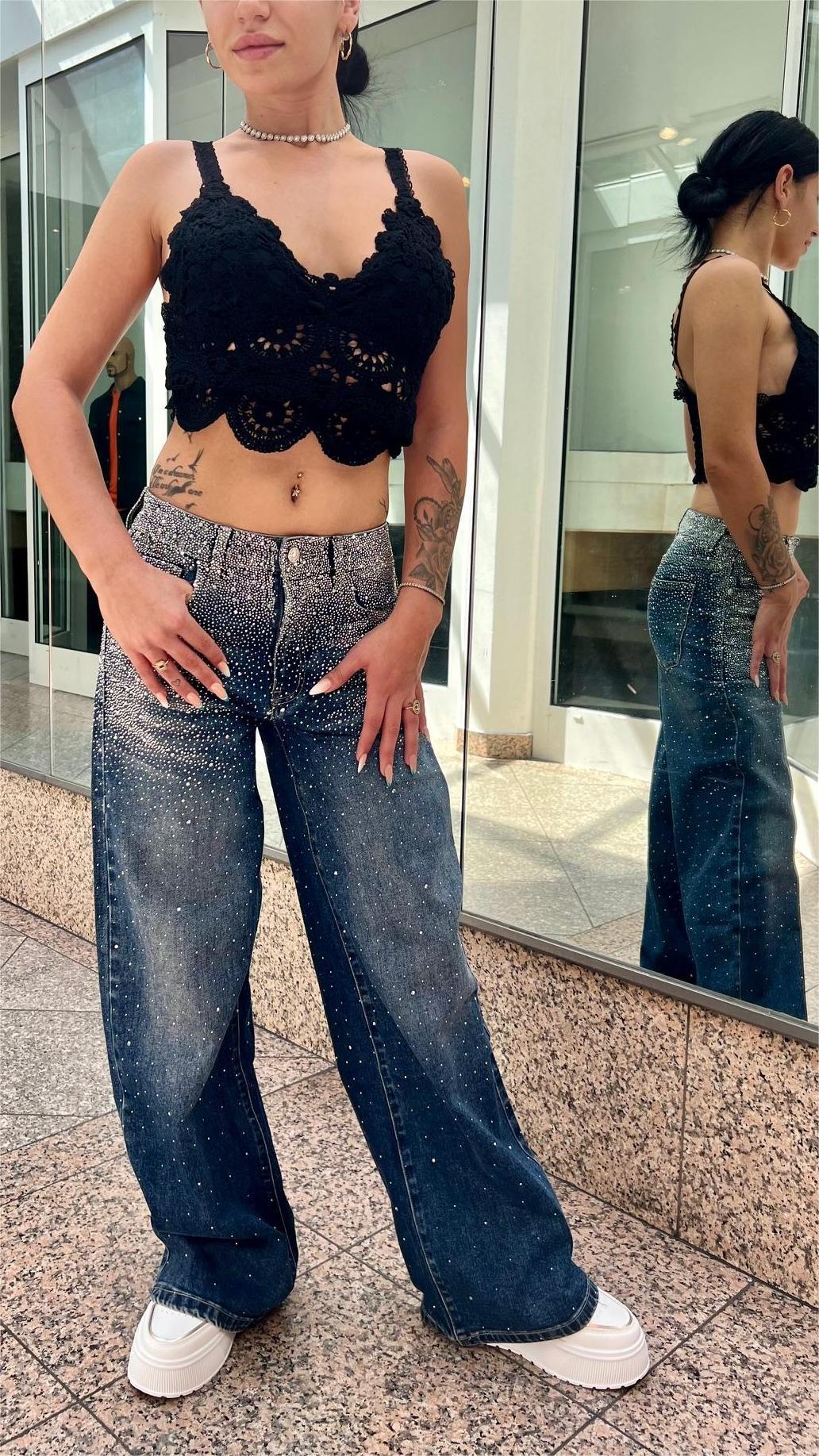 Faye Starry Wide Leg Jeans