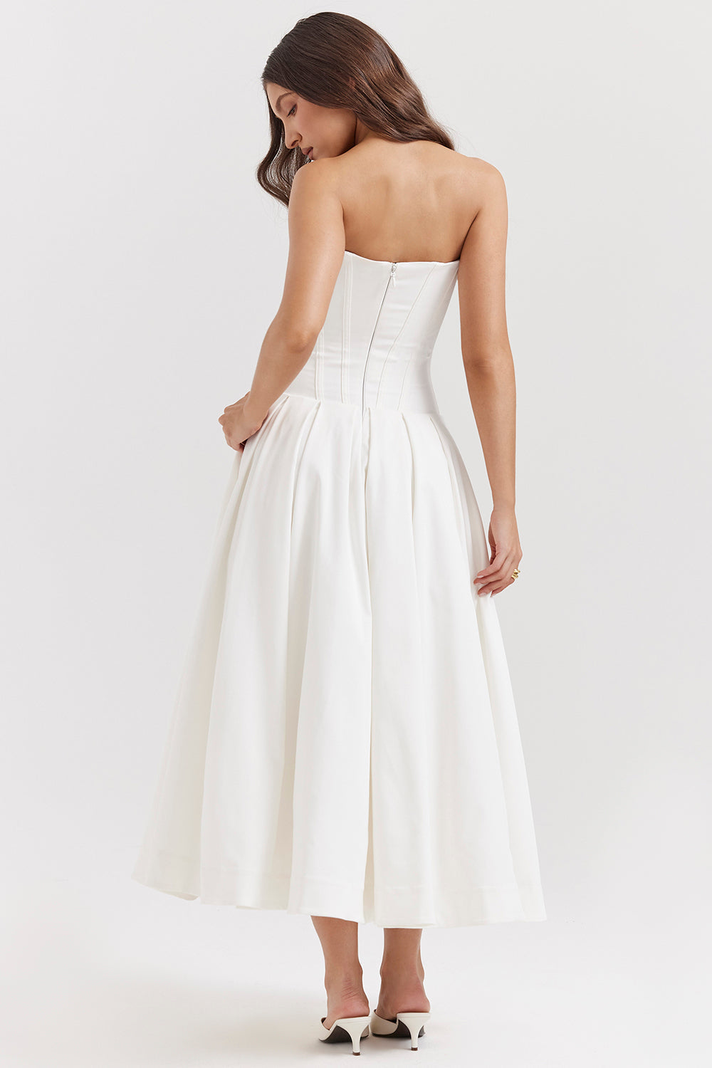 Lina Strapless Midi Dress – Sweetheart Neckline